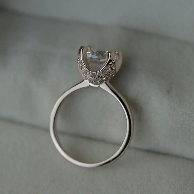 Zirconia Ring, Elegant Design, Silver-Tone Plated