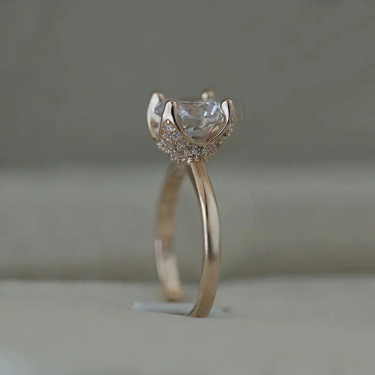 Zirconia Ring, Elegant Design, Silver-Tone Plated