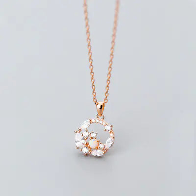 Opal Flower Pendant Necklace, S925 Sterling Silver
