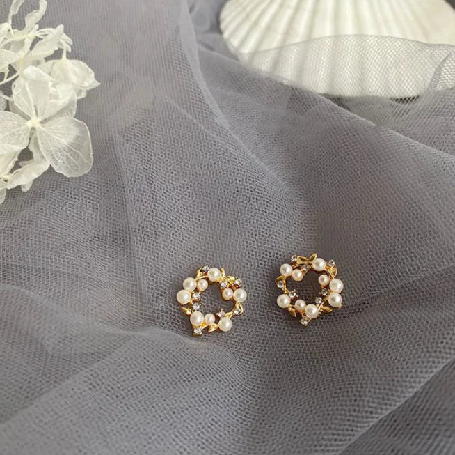 Vintage Chic Pearl Earrings, Rose Gold