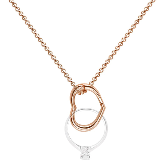 Heart-Shaped Ring Holder Necklace, Rose Gold-Tone, Stainless Steel