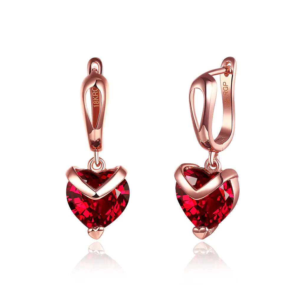 Heart-Shaped Stud Earrings, Rose Gold-Tone Plated, Zirconia