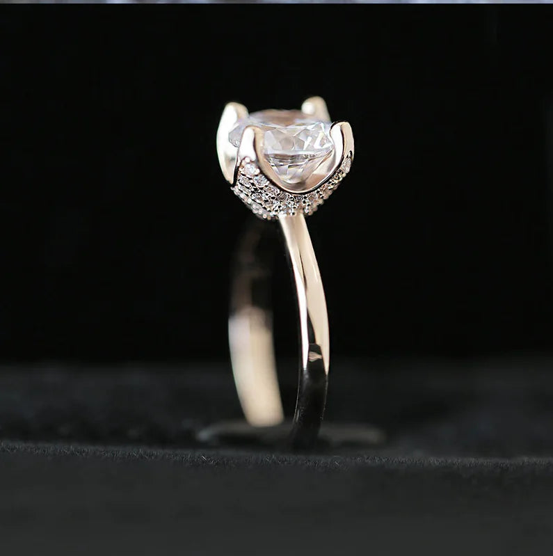 Zirconia Ring, Elegant Design, Silver-Tone Plated