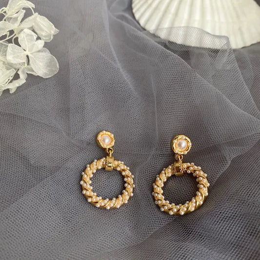 Vintage Chic Pearl Earrings, Rose Gold